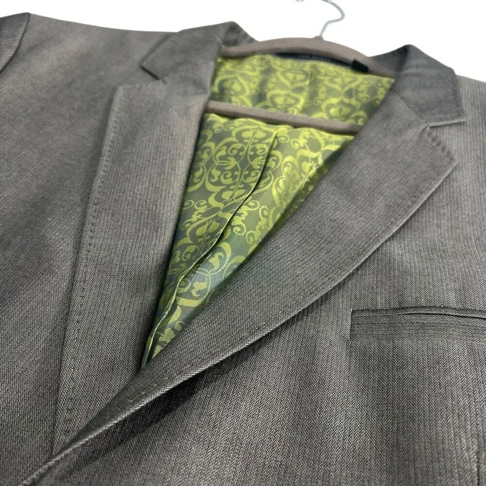 Ted Baker Two Button Jacquard Lined Blazer Gray Notched Lapel Men’s 46